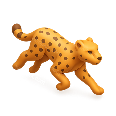 Stylized 3D Cheetah Icon in Motion