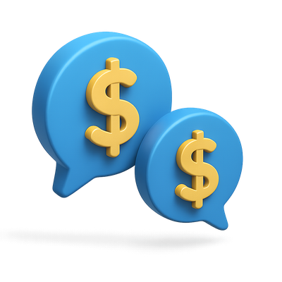3D Dollar Icons in Speech Bubbles for Financial Themes