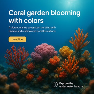 Vibrant Coral Garden Underwater Scene with Text Elements