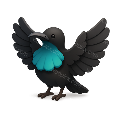 Stylized Cartoon Bird with Blue Accent