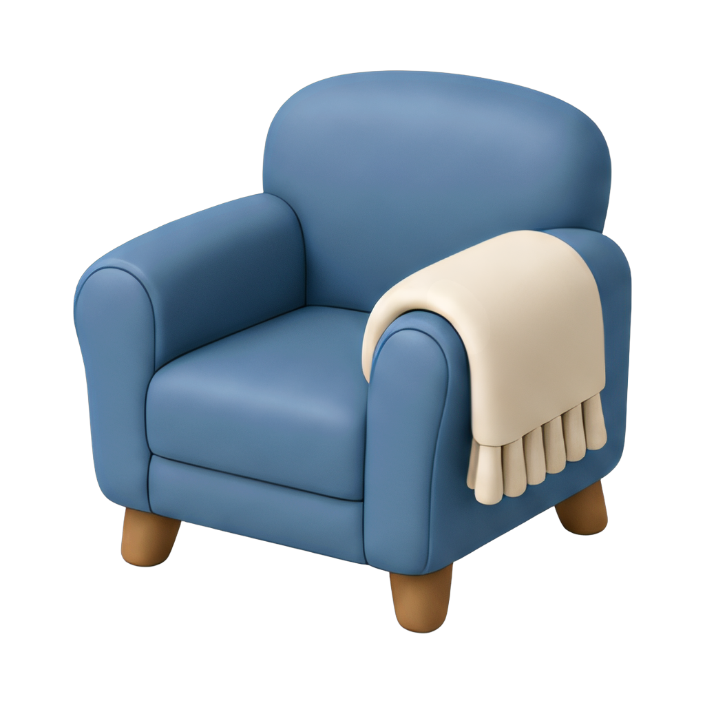 cozy armchair with blanket