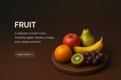 Realistic 3D Fruit Scene with Labels and Text
