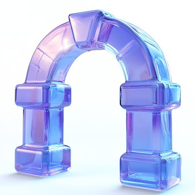 Translucent Arch-Shaped Sculpture in Cool Tones