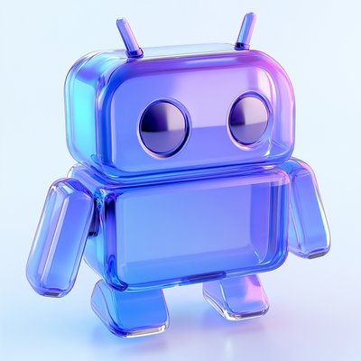 Colorful 3D Robot Character with Glossy Finish