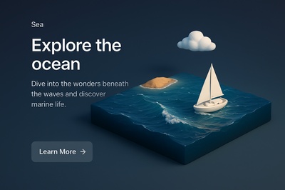 Miniature Ocean Scene with Sailboat and Island