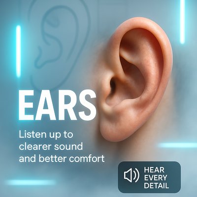 Promotional Graphic Highlighting Ear Health and Sound Clarity