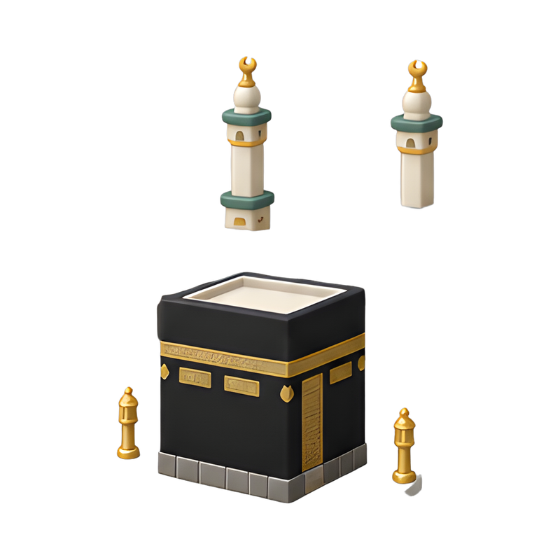 Kaaba in a marble courtyard