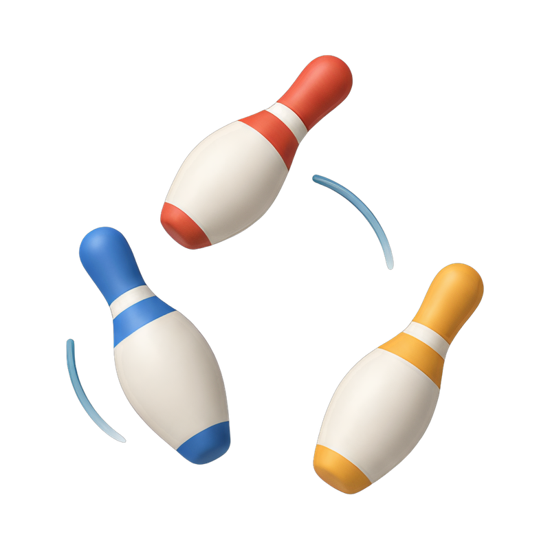 colorful juggling pins in motion