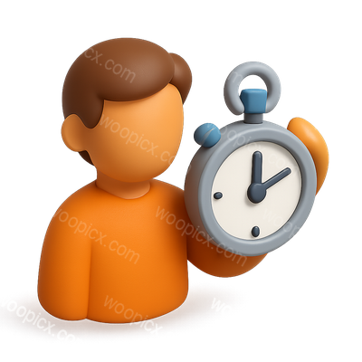 3D Stopwatch Icon with Person Holding Stopwatch