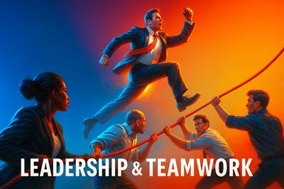 Dynamic Leadership and Teamwork Illustration