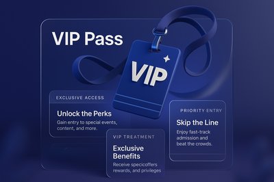 Stylish 3D VIP Pass Design with Interactive Elements