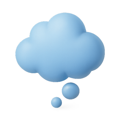Stylized Blue Thought Bubble Graphic