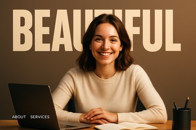 Bold and Minimalist Office Portrait of a Happy Woman