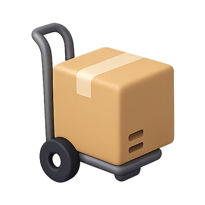3D Delivery Cart Icon with Package