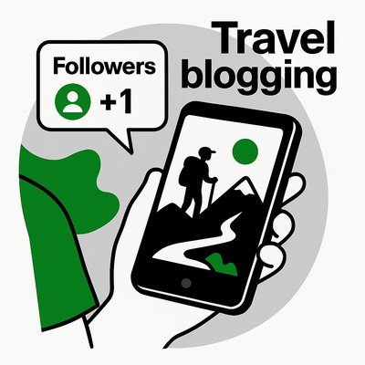 Digital Illustration of Travel Blogging Concept