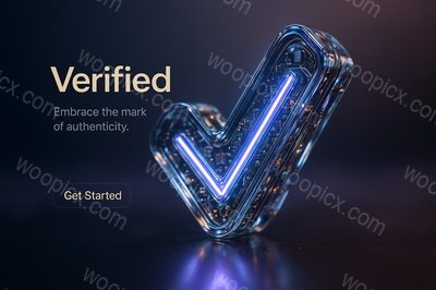Hyperrealistic 3D Scene of a Verified Symbol with Neon Glow