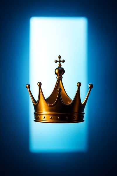 Elegant Golden Crown Suspended in Air with Backlight