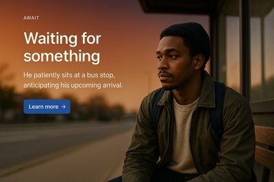 Stylish Waiting Scene at a Bus Stop with Action Button