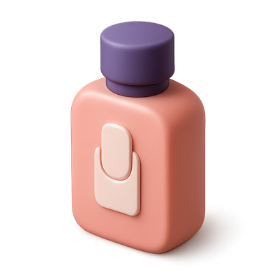 Stylized 3D Nail Polish Remover Icon with Isometric Design