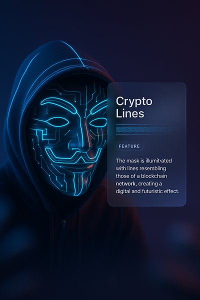 Futuristic Hacker Mask Illuminated with Crypto Lines