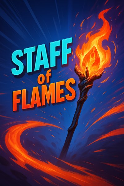 Dynamic Staff of Flames Artwork with Vibrant Colors