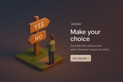 3D Scene with Decision-Making Signpost in Dark Background