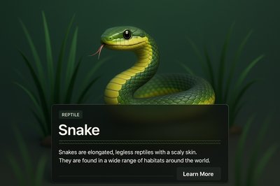 3D Illustration of a Snake with Interactive Design Elements