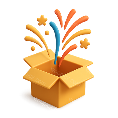 Colorful Fireworks Erupting from Open Box Icon