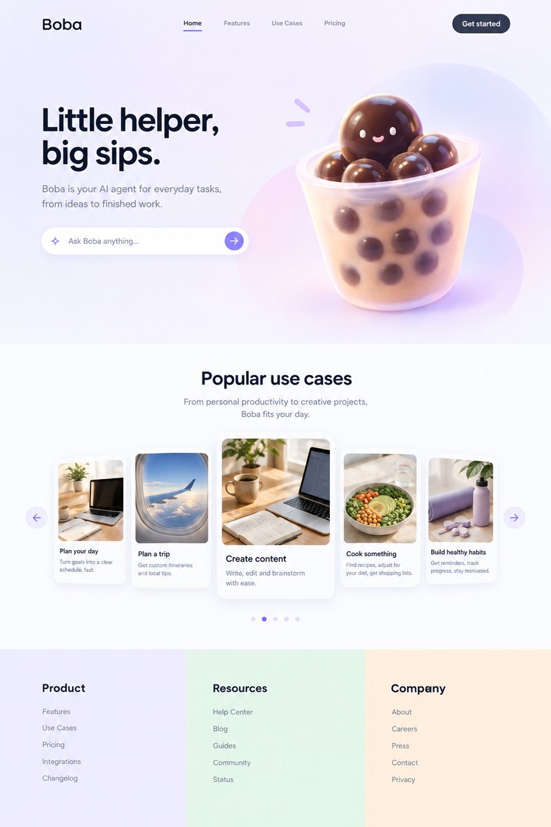 AI agent landing page design