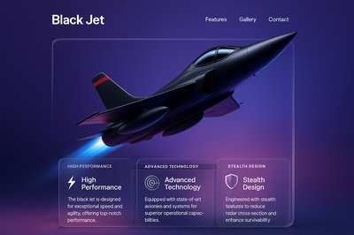 Dynamic 3D Web Design Featuring a Black Jet