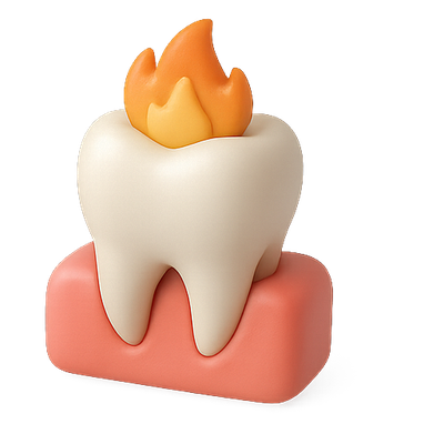 Playful Tooth Illustration with Flame Element