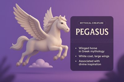 3D Illustration of Pegasus with Informative Panel