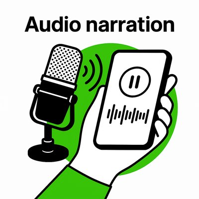 Illustration of Audio Narration Concept with Microphone and Smartphone