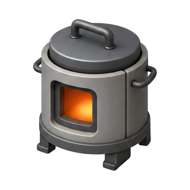 cast iron furnace with lid