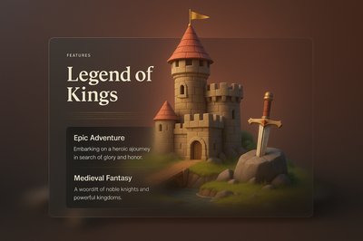 3D Illustration of Legend of Kings with Castle and Sword
