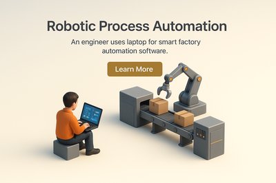 Robotic Automation Engineer in Smart Factory 3D Scene