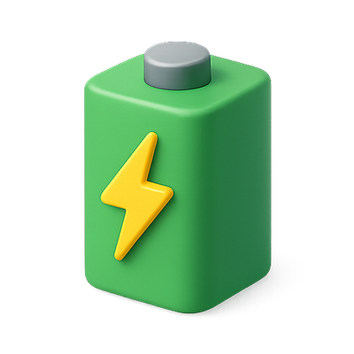 Stylized Battery Icon with Lightning Bolt Design