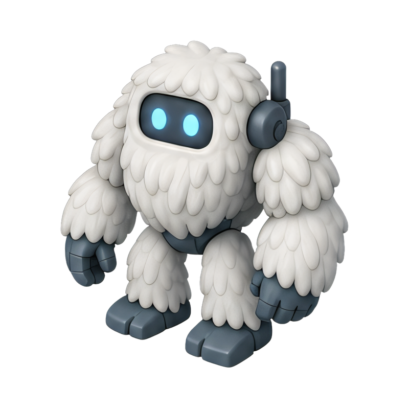 furry white robot yeti
