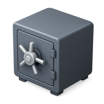 Stylized 3D Bank Vault Icon with Isometric View