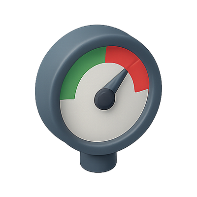 Stylized Pressure Gauge Illustration with Color Indicators