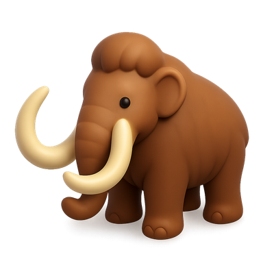 3D Woolly Mammoth Icon in Isometric View