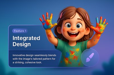 Cheerful Girl with Paint-Stained Hands in Integrated Design