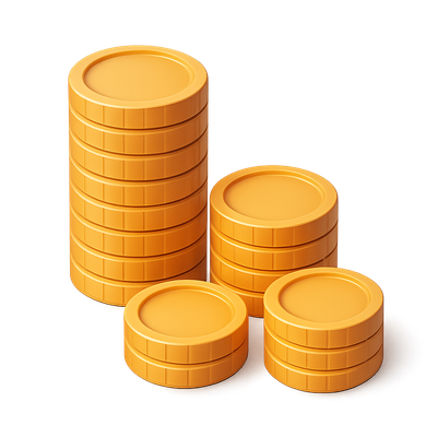 3D Isometric Stack of Coins with Volumetric Effect