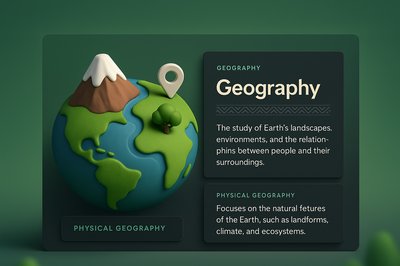 3D Geography Illustration with Informative Overlay