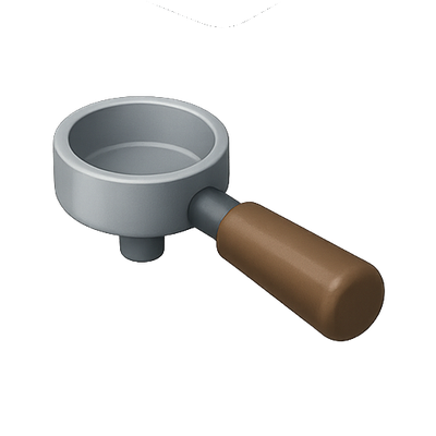 Stylized Coffee Portafilter with Wooden Handle