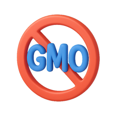 3D No GMO Symbol with Colorful Design Elements