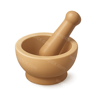 3D Icon of a Bowl and Pestle in Isometric View