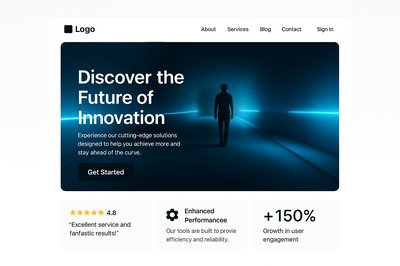 Futuristic Neon Landing Page Design with Action Elements