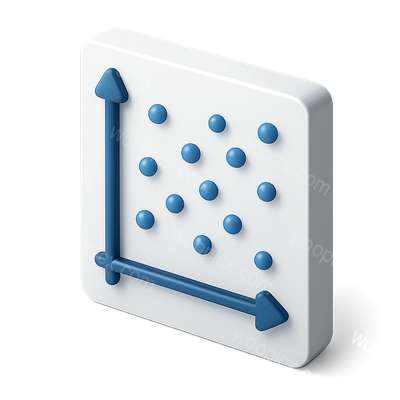 3D Scatter Plot Icon with Data Points in Isometric View