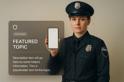 Female Police Officer Holding a Phone in Uniform